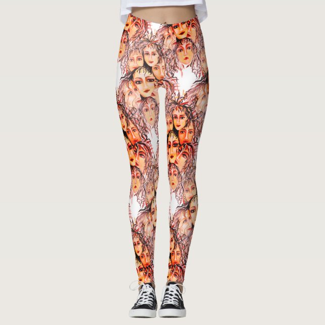 Leggings Patrón anime de arte pop con elementos femeninos (Anverso)