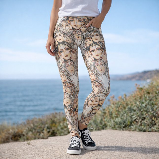 Leggings Patrón anime de arte pop con elementos femeninos (Subido por el creador)