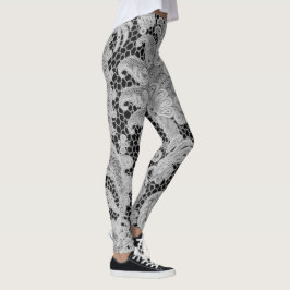 LEGGINGS PATRÓN ANTIGUO LACE PATRÓN NEGRO Y GRIS