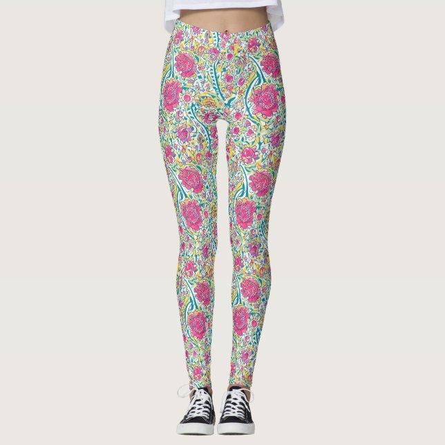 Leggings Patrón árabe floral limón (Anverso)