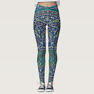 Leggings Patrón árabe ornato Verde azulado del Naranja Verd