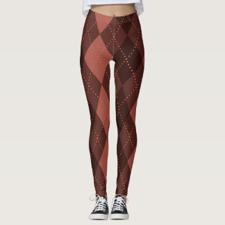 Leggings Patrón argyle - Naranja rojizo oscuro
