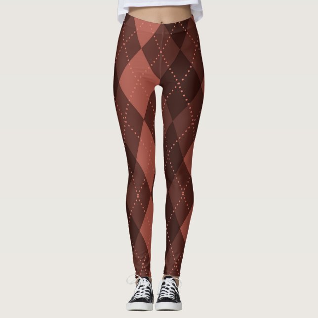 Leggings Patrón argyle - Naranja rojizo oscuro (Anverso)