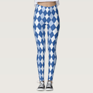 Leggings Patrón argyle sin foco azul y blanco