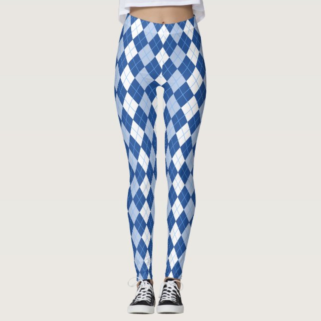 Leggings Patrón argyle sin foco azul y blanco (Anverso)