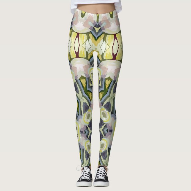 Leggings Patrón Armonioso Retro Vintage Artdeco Pastel (Anverso)
