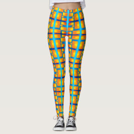 Leggings Patrón arquitectónico con tonos Aqua y Naranja