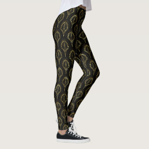 Leggings Patrón Art Decó de Negro y Oro