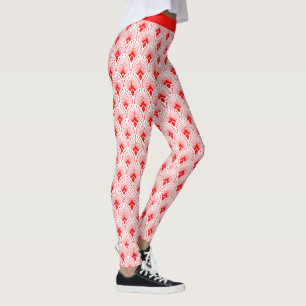 Leggings Patrón Art Déco rojo y blanco