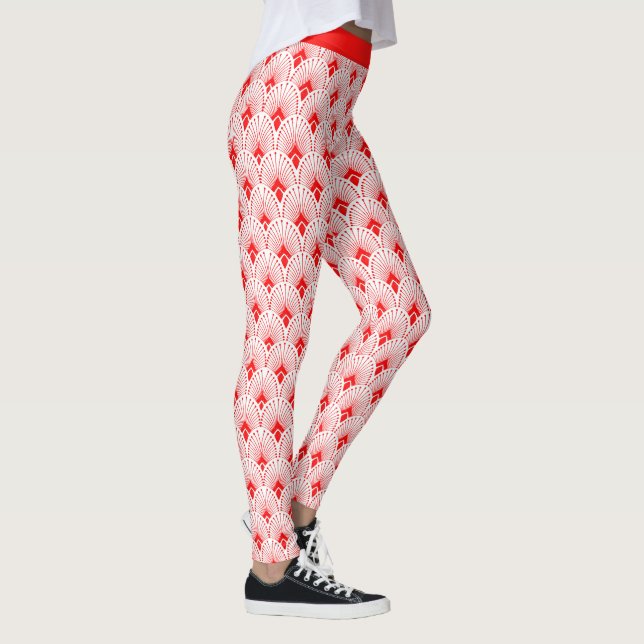 Leggings Patrón Art Déco rojo y blanco (Derecha)