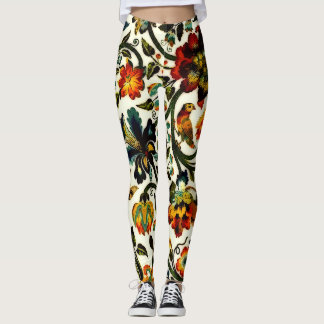 Leggings Patrón Art Nouveau vintage Thistles Cicadas