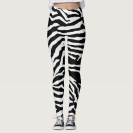 Leggings Patrón artístico negro y blanco de camuflaje cebra