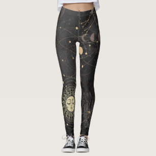 Leggings Patrón Astrológico de Oro Negro