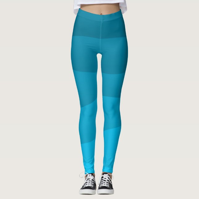 Leggings Patrón azul de las olas del mar (Anverso)