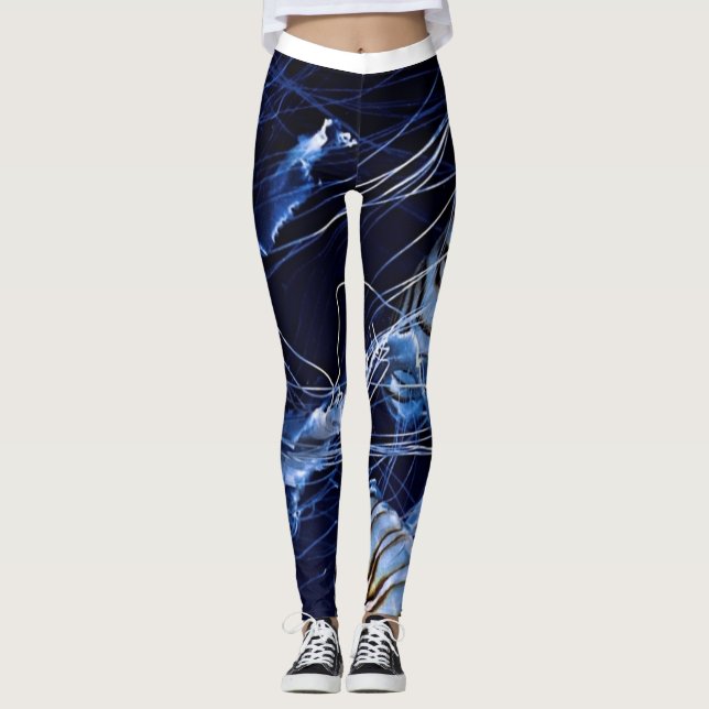 Leggings patrón azul de medusas (Anverso)