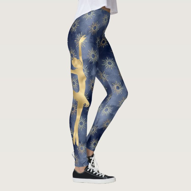 Leggings Patrón azul, dorado, balerina y sol (Derecha)