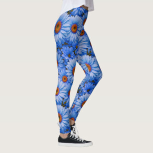 Leggings Patrón azul floral azul girasol azul marea