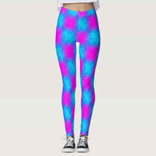 Leggings Patrón azul neón y rosa de verificación