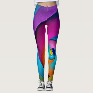 Leggings Patrón azul rosado del arte del resumen floral mod