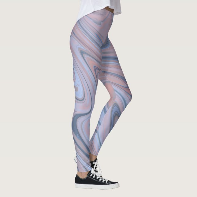 Leggings Patrón azul rosado del líquido de mármol Pastel (Derecha)