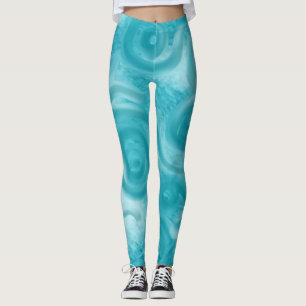 Leggings Patrón azul teal de remolinos del cielo caprichoso