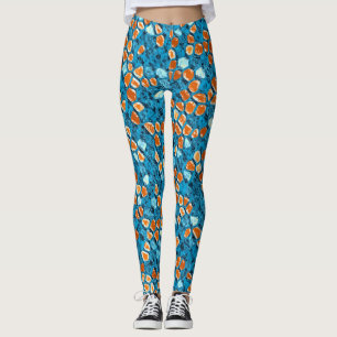 Leggings Patrón azul y naranja