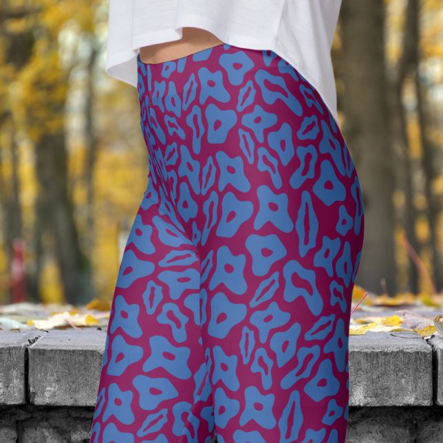 Leggings Patrón azul y vinícola de moda (Trendy Blue and Wine Pattern Leggings)
