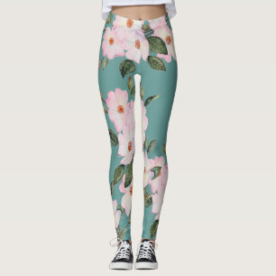 Leggings Patrón Ballerina de rosas pálidas de color rosa pá