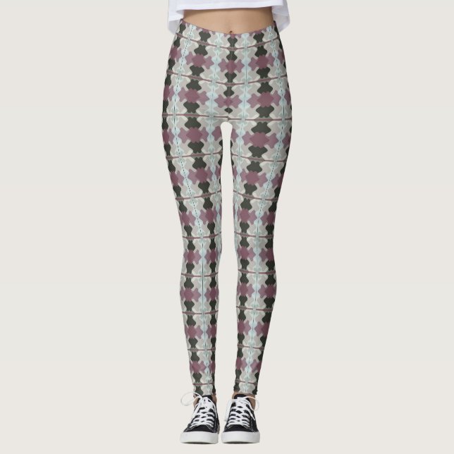 Leggings Patrón beige azul oscuro (Anverso)
