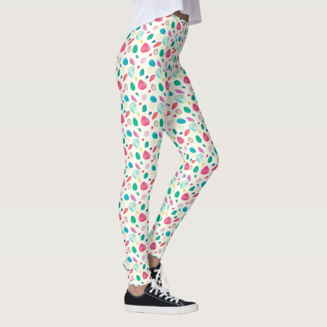 Leggings Patrón beige de las casetas coloridas de bonito (Derecha)