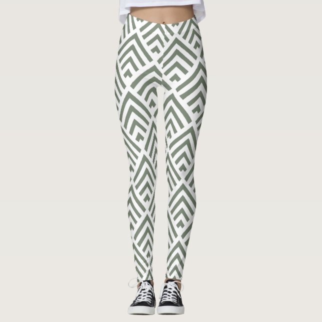 Leggings Patrón blanco gris clásico moderno geométrico (Anverso)