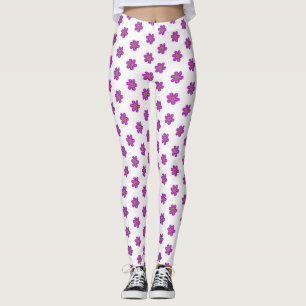 Leggings Patrón blanco morado floral