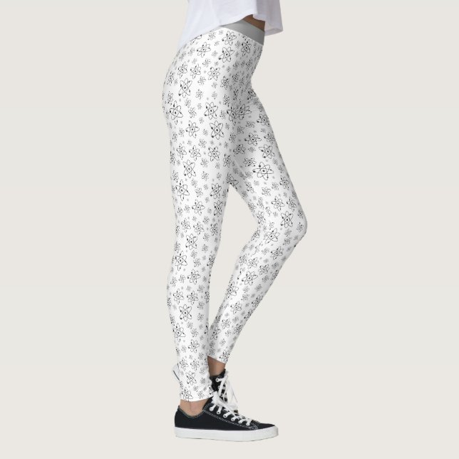 Leggings Patrón blanco negro de la ciencia del Átomo de quí (Derecha)
