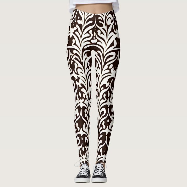 Leggings Patrón blanco negro ornamental africano (Anverso)
