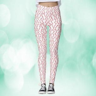Leggings Patrón blanco rojo de canto