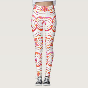 Leggings Patrón blanco rojo sin soldadura "Ratti_Creative_A