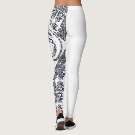 Leggings Patrón blanco y negro asimétrico y nombre