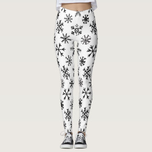 Leggings Patrón blanco y negro de copos de nieve
