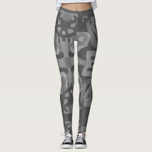 Leggings patrón blanco y negro dibujado a mano