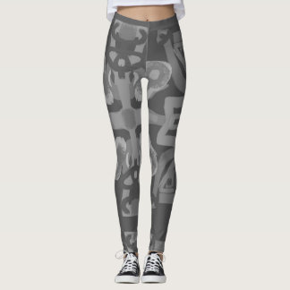 Leggings patrón blanco y negro dibujado a mano