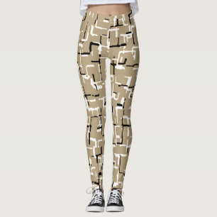 Leggings Patrón blanco y negro único beige