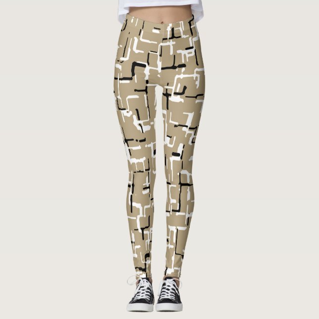 Leggings Patrón blanco y negro único beige (Anverso)