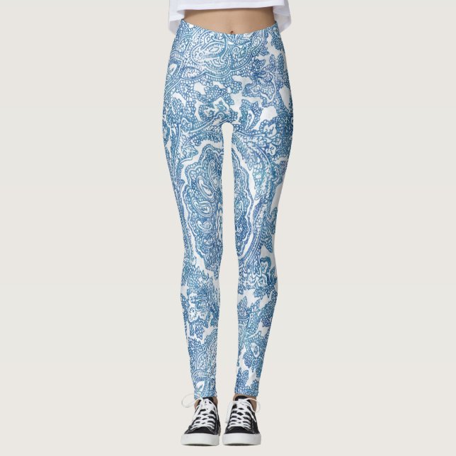 Leggings Patrón Blue Boho Lace Paisley (Anverso)