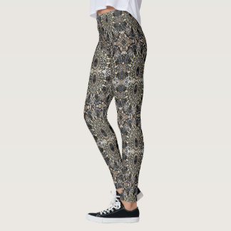 Leggings patrón bohemio de arte deco negro y oro