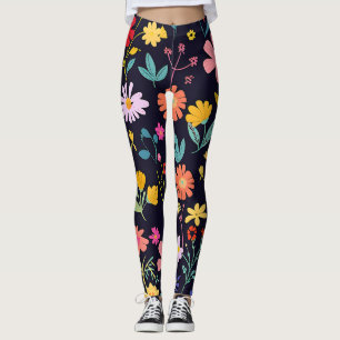 Leggings Patrón Bohemio Floral Ditsy Colorido Oscuro
