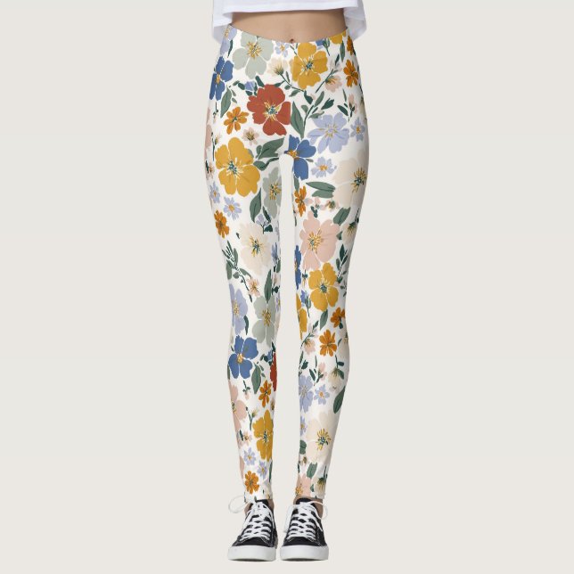 Leggings Patrón Boho de Pradera de Flores Silvestres (Anverso)