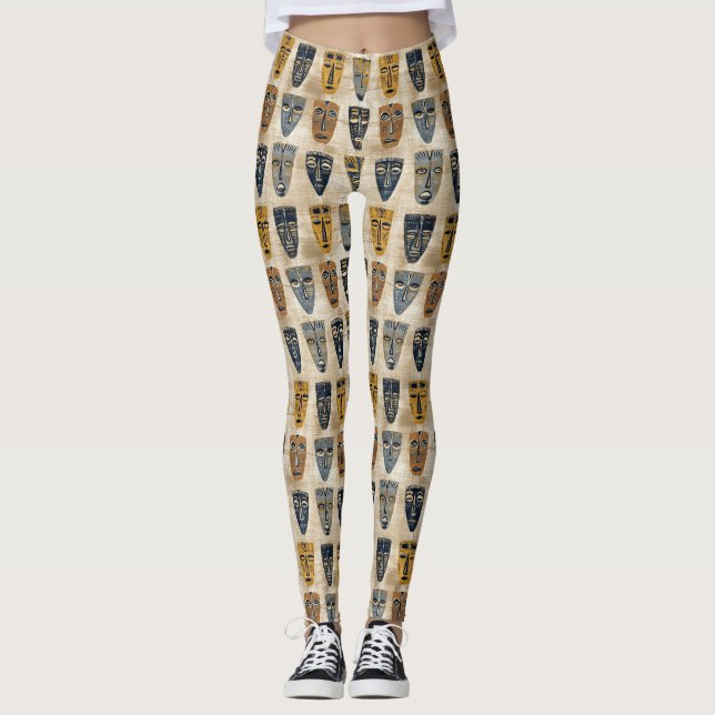 Leggings Patrón boho máscara tribal (Anverso)