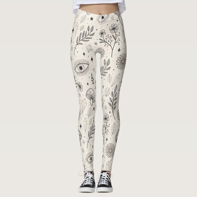 Leggings Patrón Botánico Celestial (3) (Anverso)