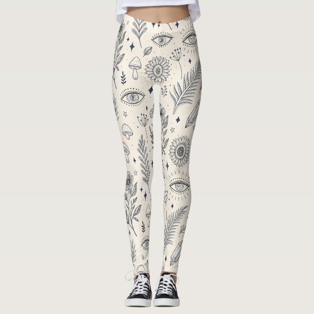 Leggings Patrón Botánico Celestial (4) (Anverso)