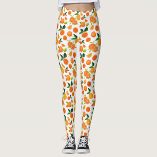 Leggings Patrón botánico de Citrus naranja